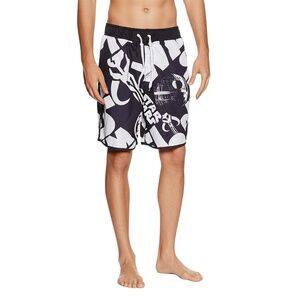 STAR WARS Mens Swim/Board Shorts Size M Black White Death Star Graphic Geek Chic